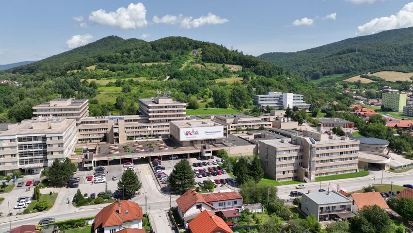 Aerial view of the city of Roznava in Slovakia