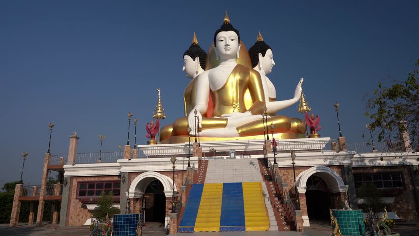 Thailand temple with big golden Buddha one of Thailand's most recognizable landmarks Asian culture and religion