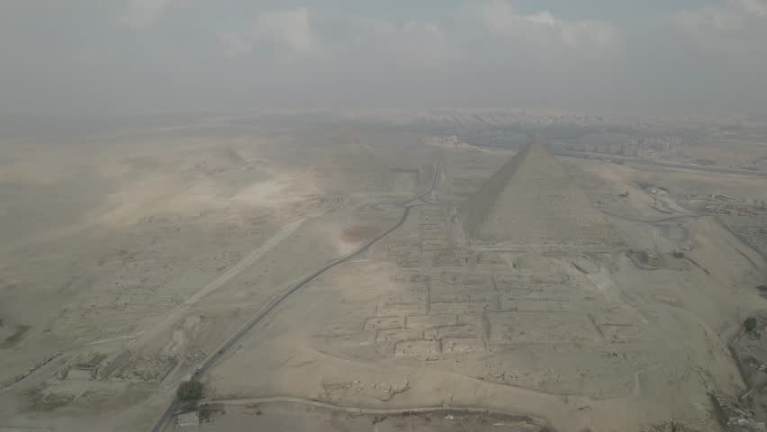 Aerial Landscape view of Pyramids of Giza, Cairo, Egypt