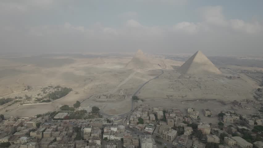 Aerial Landscape view of Pyramids of Giza, Cairo, Egypt