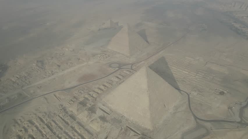 Aerial Landscape view of Pyramids of Giza, Cairo, Egypt