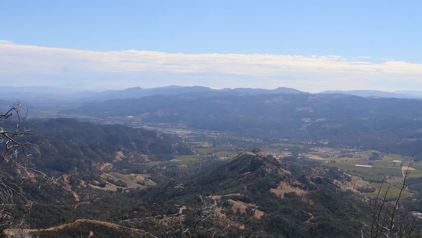 Aerial video of Mount St Helena, Calistoga, California, USA
