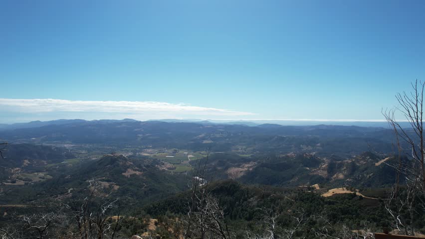 Aerial video of Mount St Helena, Calistoga, California, USA