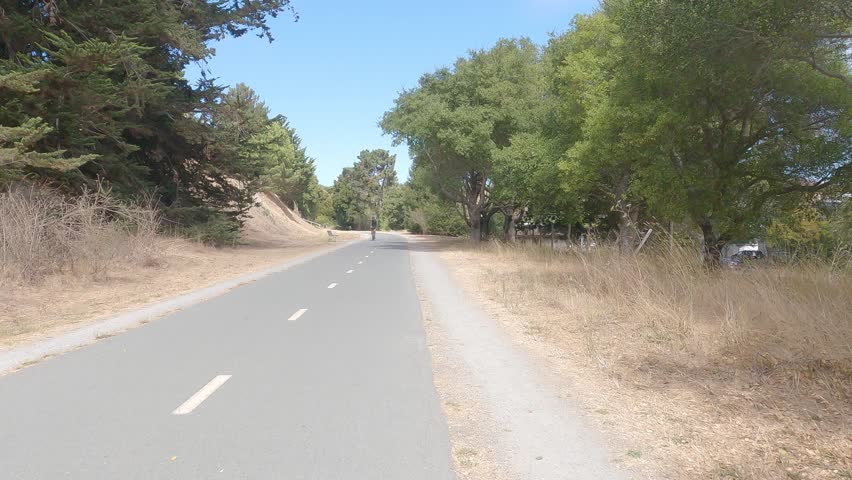 8-10-2024: Sausalito, California, USA: Biking a trail in Marin County, California, USA