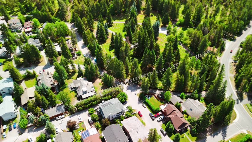 Breathtaking aerial perspective of Banff National Park with vibrant summer landscape