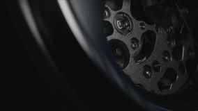 Men’s Fancy Skeleton Watch Wide Angle Close-up. Second Arrow Running Across the Open Mechanism While Watch is Slowly Rotating. Shiny Metal Parts and Golden Moving Gears - Powered by Shutterstock - Get 15% off with code: PIKWIZARD15