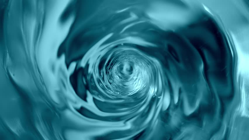 Slow Motion of Water Vortex. Abstract Blue Liquid Background