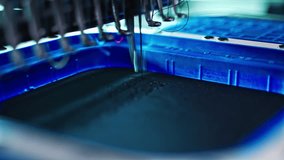 Embroidery machine stitching fabric with intricate decorative designs, macro closeup of precision tapping as machine slows and cuts thread switching to next color - Powered by Shutterstock - Get 15% off with code: PIKWIZARD15