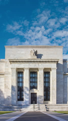 Time lapse of the Federal reserve building, Washington DC, USA.	
