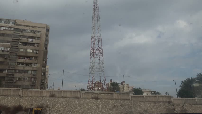 Alexandria, Egypt The outskirts of the city seen from a moving train. 