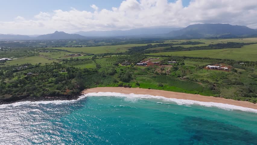 Sweeping aerial view of Kauai