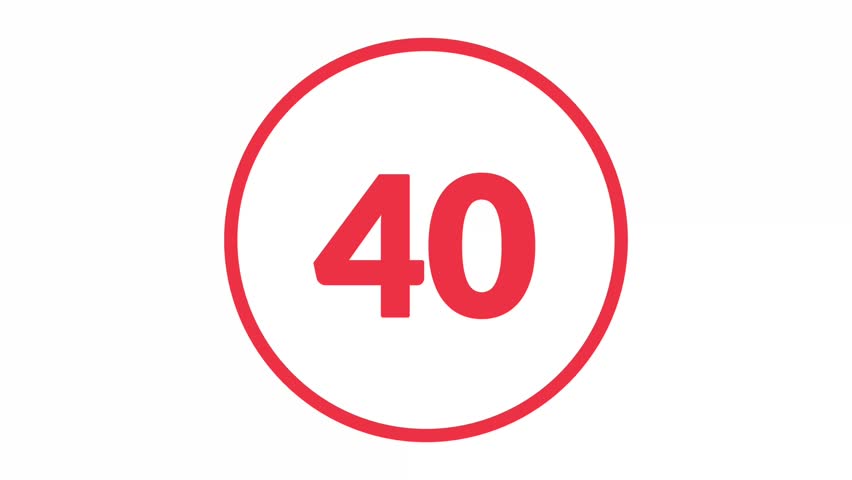 40 seconds countdown timer with red numerals inside red circle countdown suitable for countdown, time management, productivity, deadlines, urgency, and efficiency