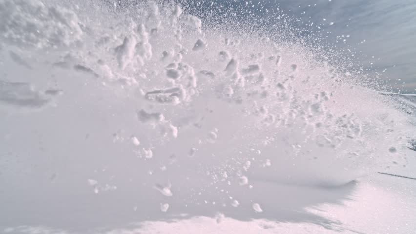 Avalanche Approaching to the Camera. Filmed on High Speed Cinema Camera, 1000fps. Snow Explosion, Concept of Danger Situation.