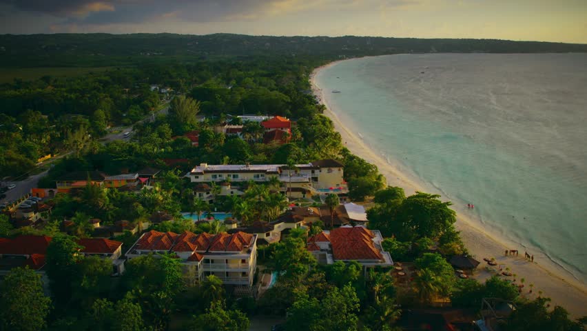 Smooth right-pan onto this beautiful beach located on the coast of Jamaica.