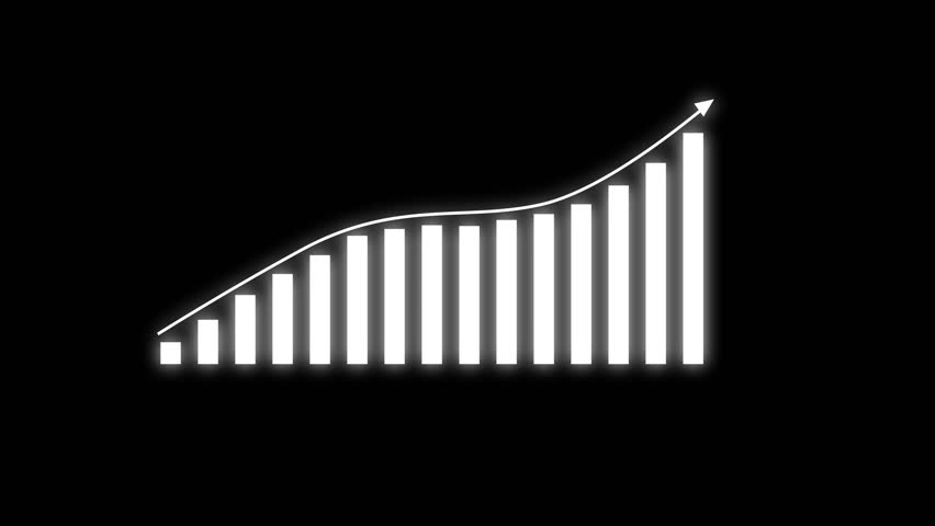 Abstract arrow business growth chart icon animation. Financial bar graph animation.