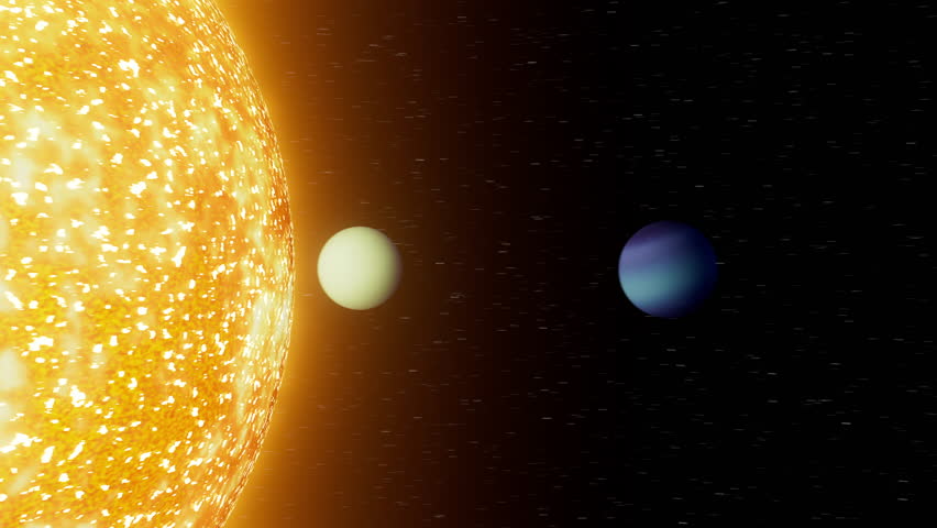 Animation of the solar system, the movement of planets around the sun. 3d render.
