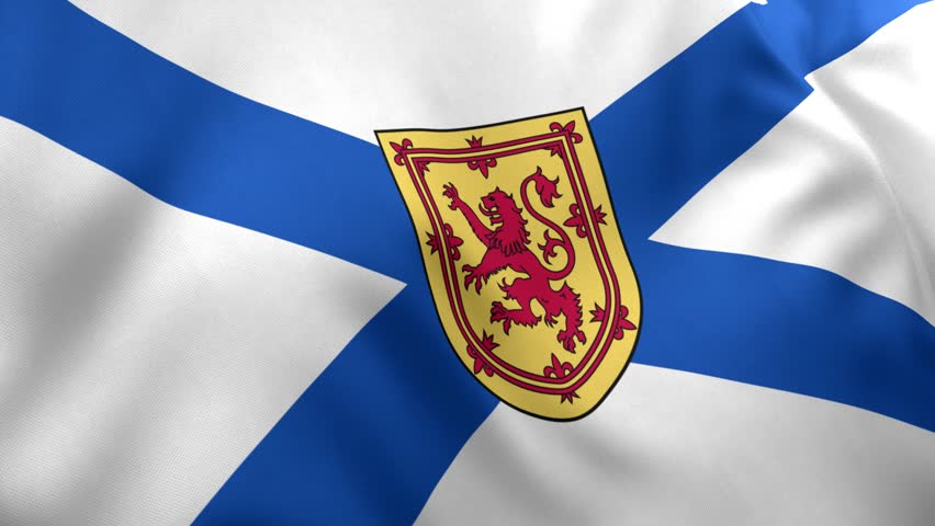 Nova Scotia Flag, Canada, Close-up Side Angle, 3D Render