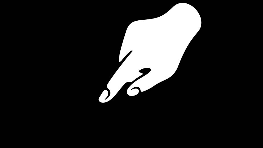 Hand with index finger, pointing or indicating to something, graphic animation. White. Transparent background motion design. 4K resolution