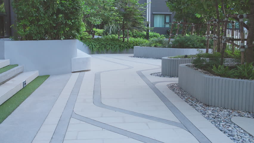 Modern staircase walkway in condominium
