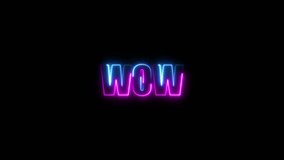 Wow text animation colorful lights neon line. Wow neon sign and neon lines wow text animation. - Powered by Shutterstock - Get 15% off with code: PIKWIZARD15