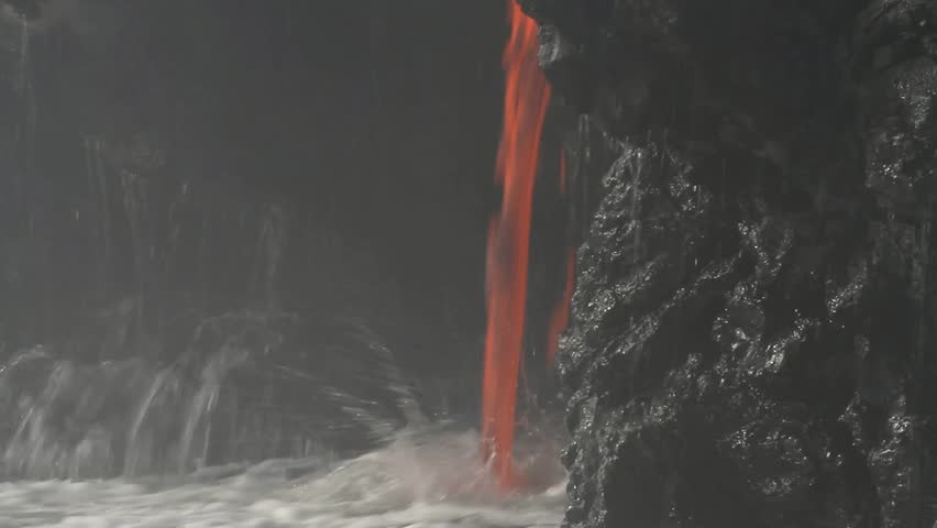 Lava flow in to the sea in Hawaii