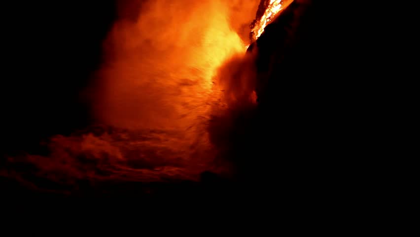 Lava flow in to the water in Hawaii
