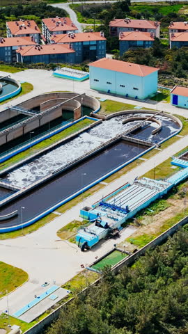 Sewage treatment plant, ponds for recycling dirty wastewater, Industrial solutions for sewerage water treatment and recycled