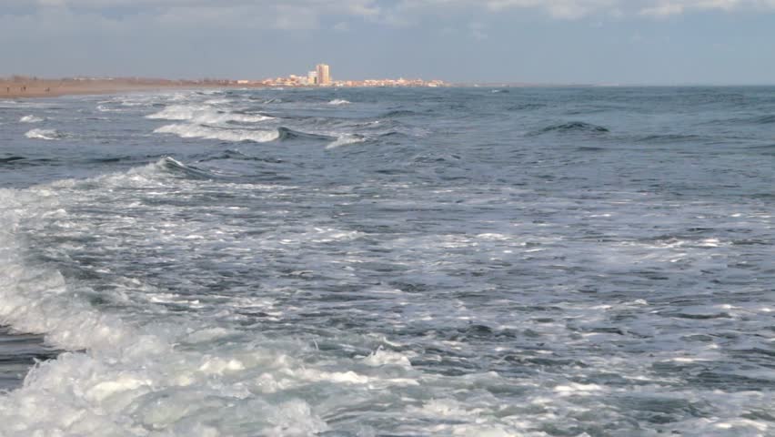 Heavy seas in the Mediterranean near Valras-Plage