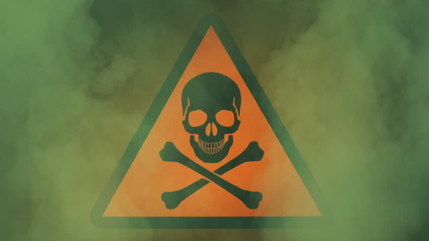 Toxic Green Smoke Over Danger Sign