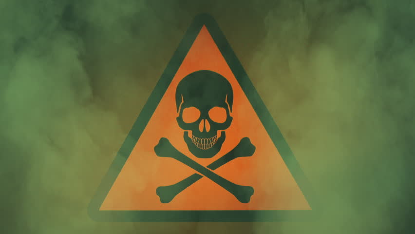 Toxic Green Smoke Over Danger Sign