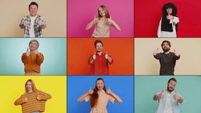 Like. Collage of smiling happy people diverse gender, different ages, ethnicity raises thumbs up sign gesture, gives positive reply, recommends good idea feedback, celebrating victory, approve, agree. - Powered by Shutterstock - Get 15% off with code: PIKWIZARD15