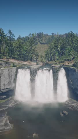 3D. USA. Oklahoma. Arkansas. Ouachita Mountains. Rainbow Waterfall. Vertical Format