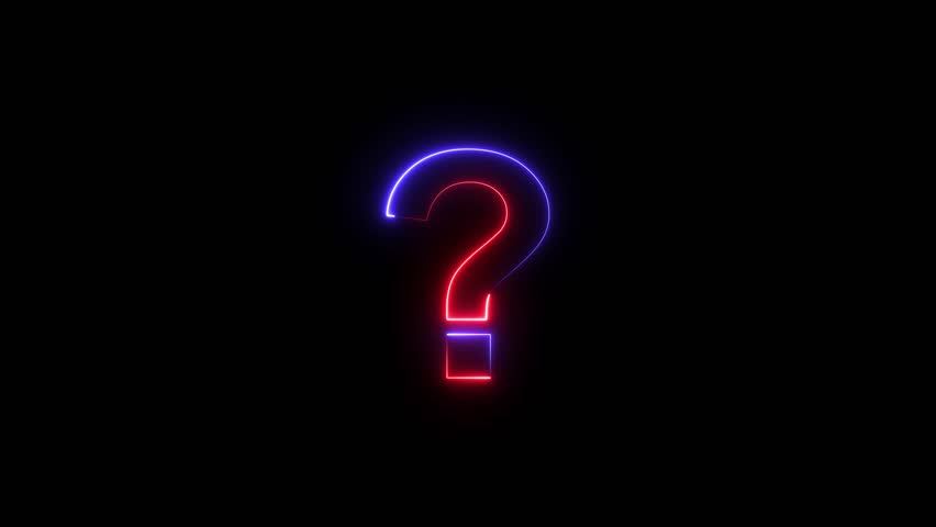 abstract neon glowing question mark black background. Neon question mark icon