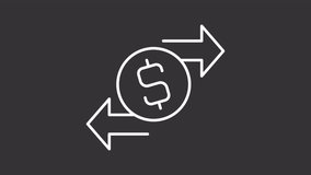 Animated money transactions white icon. Coin with moving arrows line animation. Financial operation banking service. Isolated illustration on dark background. Transition alpha video. Motion graphic - Powered by Shutterstock - Get 15% off with code: PIKWIZARD15