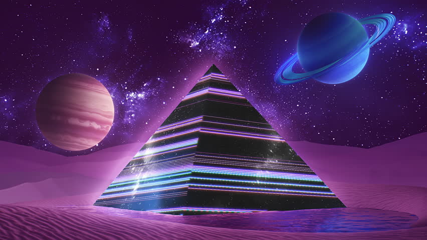 Loop A stunning Futuristic Neon Pyramid set within an expansive and mystical Cosmic Landscape - Powered by Shutterstock - Get 15% off with code: PIKWIZARD15