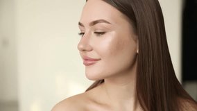 Closeup brow After eyebrow correction, Portrait of beautiful young caucasian woman in beauty salon. - Powered by Shutterstock - Get 15% off with code: PIKWIZARD15