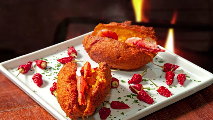 Acarajé is a typical dish from Bahia made with beans and palm oil.