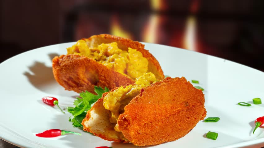 Acarajé is a typical dish from Bahia made with beans and palm oil.