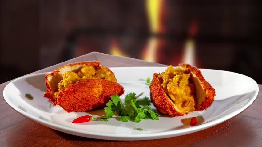 Acarajé is a typical dish from Bahia made with beans and palm oil.