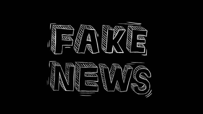 Hand drawn animated lettering of words FAKE NEWS. Video clip with alpha channel.