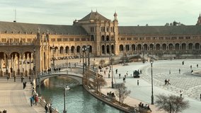 Panoramic view of Plaza de España in Seville with historic elegant architecture - Powered by Shutterstock - Get 15% off with code: PIKWIZARD15