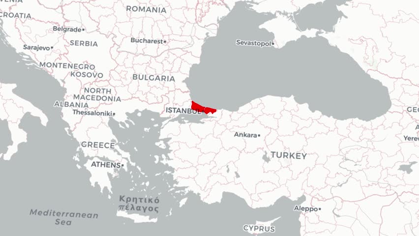 Interactive Istanbul City Map with Landmarks, Routes, and Key Locations Highlighted in a Dynamic, High-Quality Aerial Overview.