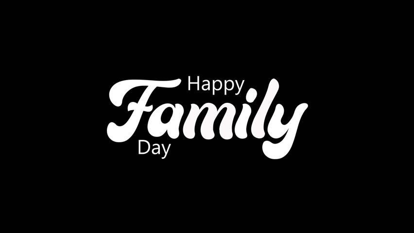 Happy Family Animation Text calligraphic inscription with smooth lines. Minimalistic hand lettering animation in alpha channel