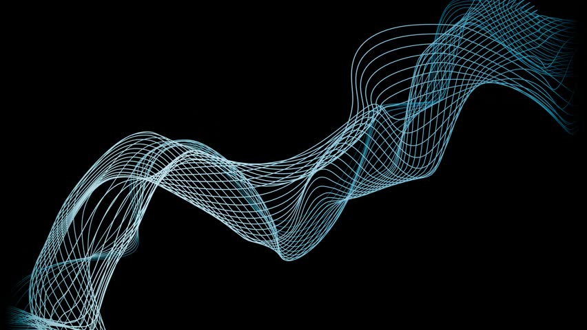 Seamless looping animation of abstract wireframe waves flowing smoothly on a black background. Perfect for futuristic, tech, and digital-themed projects, backgrounds, and motion design elements.