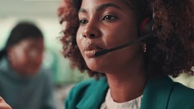 Talking, virtual assistant and woman with headset in office for administrative support with crm. Communication, audio tech and female business coordinator with online customer service in workplace - Powered by Shutterstock - Get 15% off with code: PIKWIZARD15