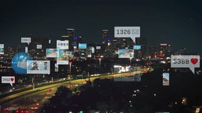 Social media activity with augmented reality icons over Houston, Texas. Concept of big data, smart city and social networks - Powered by Shutterstock - Get 15% off with code: PIKWIZARD15