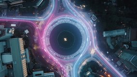 Traffic flows at night showcasing a metropolis with augmented reality data overlays, highlighting the advancements of smart city technology - Powered by Shutterstock - Get 15% off with code: PIKWIZARD15