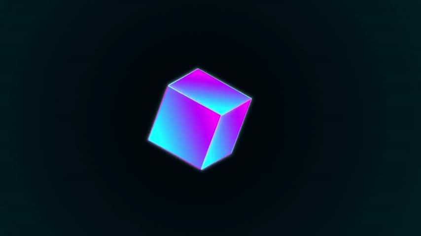 A futuristic 3D glowing cube with neon colors floats in black background, creating a mesmerizing screen loading animation. The vibrant hues and smooth motion evoke a digital, sci-fi aesthetic - Powered by Shutterstock - Get 15% off with code: PIKWIZARD15