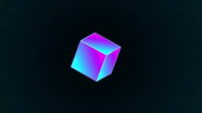 A futuristic 3D glowing cube with neon colors floats in black background, creating a mesmerizing screen loading animation. The vibrant hues and smooth motion evoke a digital, sci-fi aesthetic - Powered by Shutterstock - Get 15% off with code: PIKWIZARD15