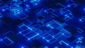 Abstract 3D technology background featuring interconnected glowing blue lines and geometric blocks, symbolizing digital networks, AI, blockchain, and futuristic data processing. - Powered by Shutterstock - Get 15% off with code: PIKWIZARD15